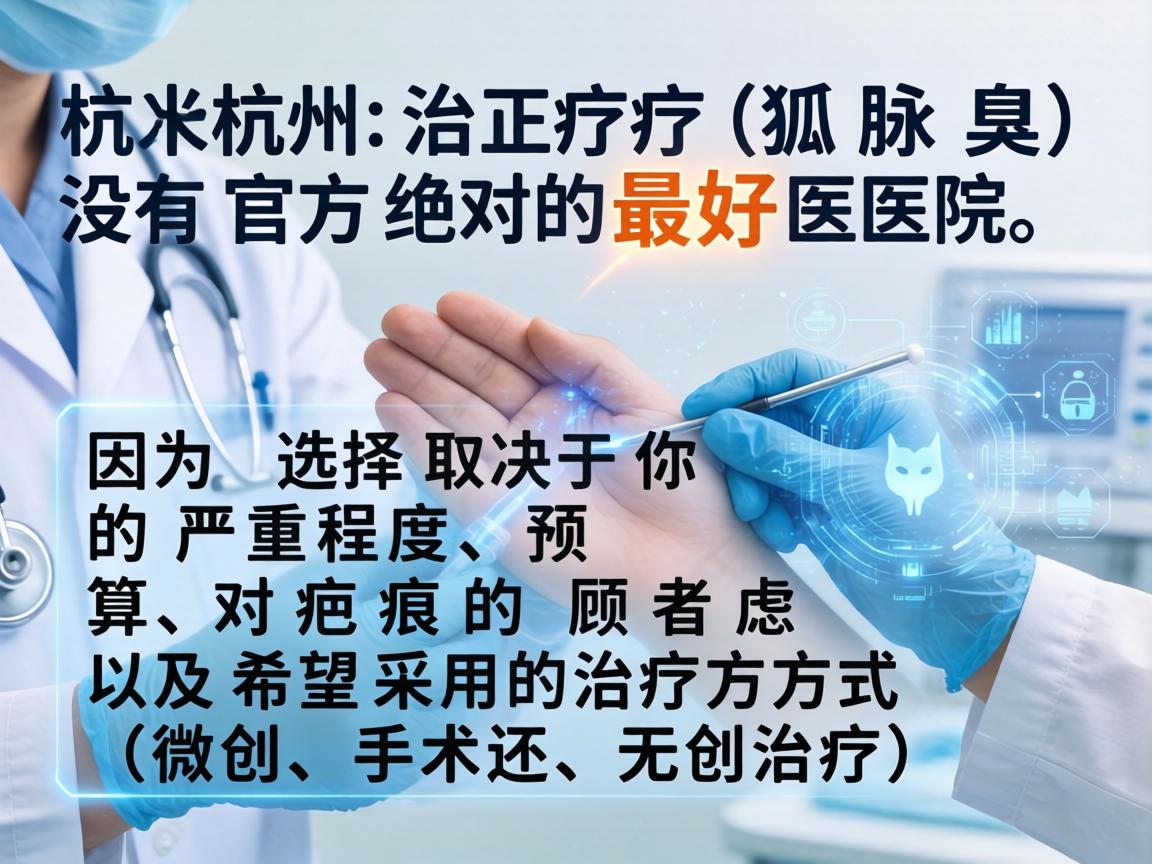 在杭州治疗狐臭(腋臭)没有官方绝对的最好医院,因为选择取决于你的严重程度、预算、对疤痕的顾虑以及希望采用的治疗方式(微创、手术还是无创治疗) 在杭州治疗狐臭(腋臭)没有官方绝对的最好医院,因为选择取决于你的严重程度、预算、对疤痕的顾虑以及希望采用的治疗方式(微创、手术还是无创治疗)