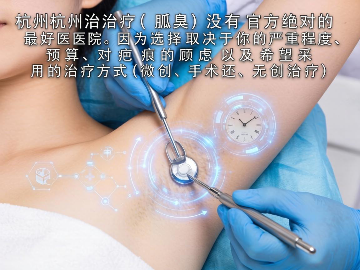 在杭州治疗狐臭(腋臭)没有官方绝对的最好医院,因为选择取决于你的严重程度、预算、对疤痕的顾虑以及希望采用的治疗方式(微创、手术还是无创治疗) 在杭州治疗狐臭(腋臭)没有官方绝对的最好医院,因为选择取决于你的严重程度、预算、对疤痕的顾虑以及希望采用的治疗方式(微创、手术还是无创治疗)