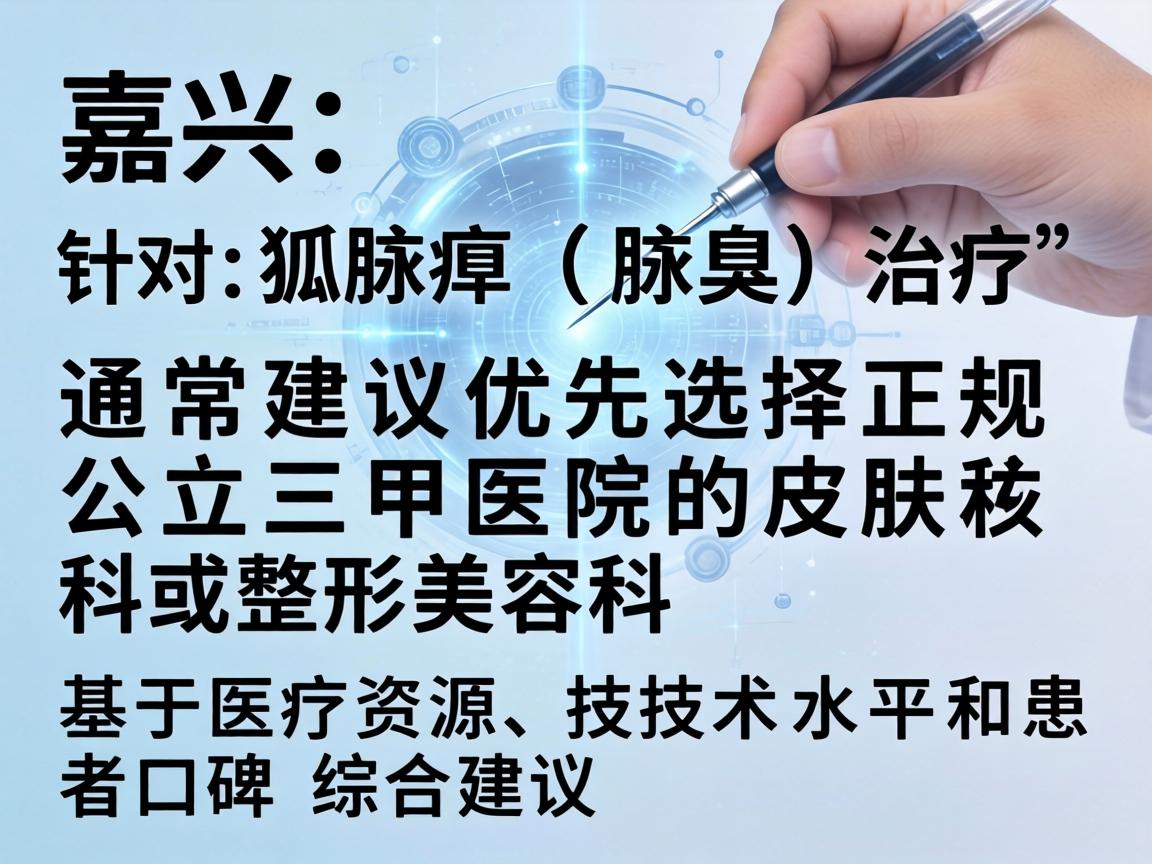 在嘉兴，针对狐臭（腋臭）的治疗，通常建议优先选择正规公立三甲医院的皮肤科或整形美容科。以下是基于医疗资源、技术水平和患者口碑的综合建议