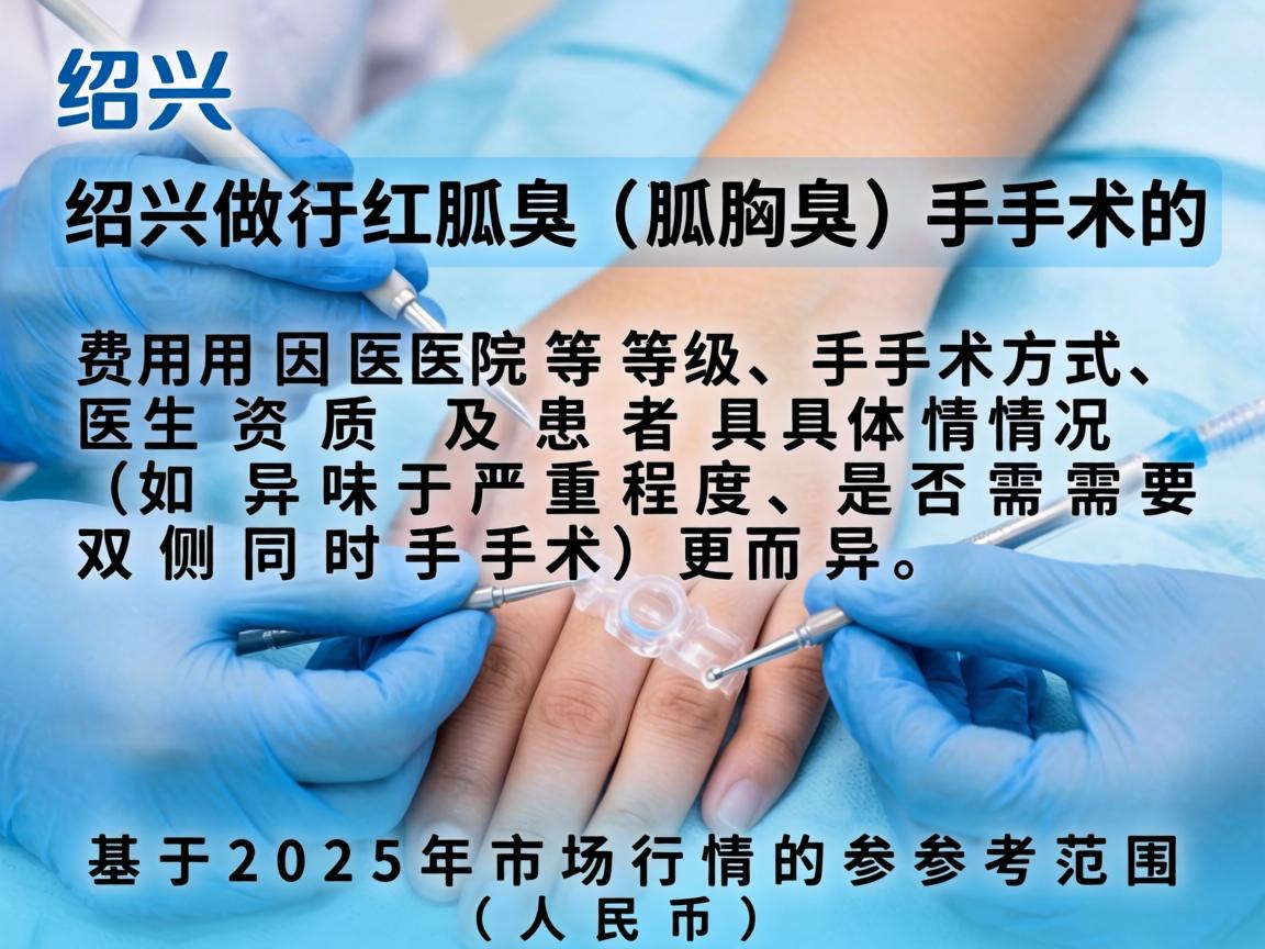 在绍兴做狐臭（腋臭）手术的费用因医院等级、手术方式、医生资质及患者具体情况（如异味严重程度、是否需要双侧同时手术）而异。以下是基于2025年市场行情的参考范围（人民币）
