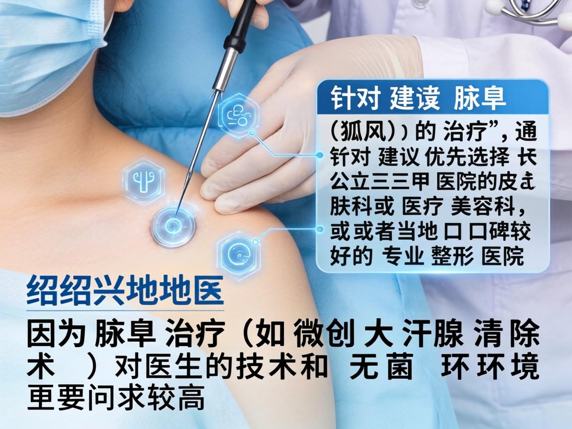在绍兴地区，针对腋臭（狐臭）的治疗，通常建议优先选择公立三甲医院的皮肤科或医疗美容科，或者当地口碑较好的专业整形医院。因为腋臭治疗（如微创大汗腺清除术）对医生的技术和无菌环境要求较高