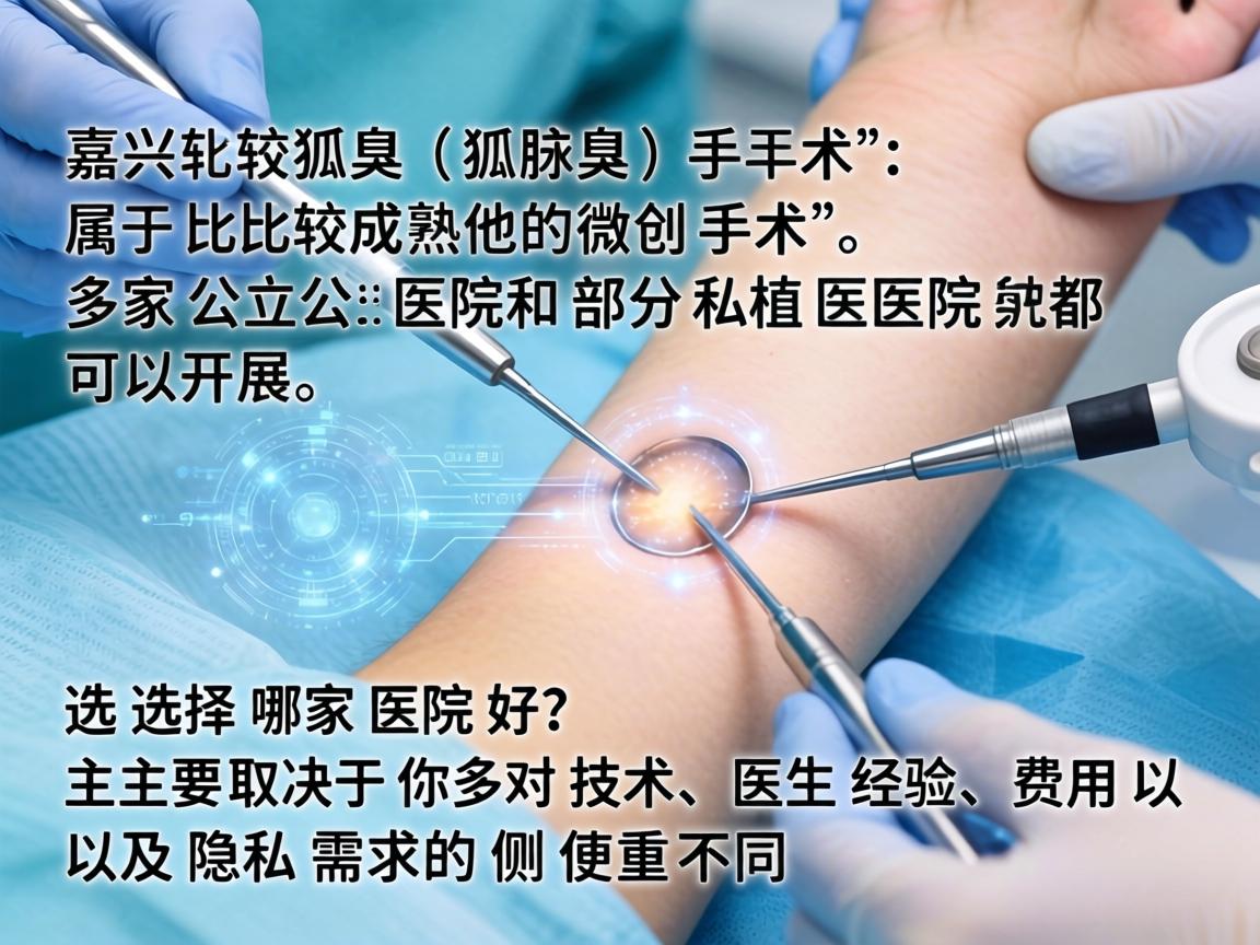 在嘉兴，狐臭（腋臭）手术属于比较成熟的微创手术，多家公立医院和部分私立医院都可以开展。选择哪家医院好，主要取决于你对技术、医生经验、费用以及隐私需求的侧重不同