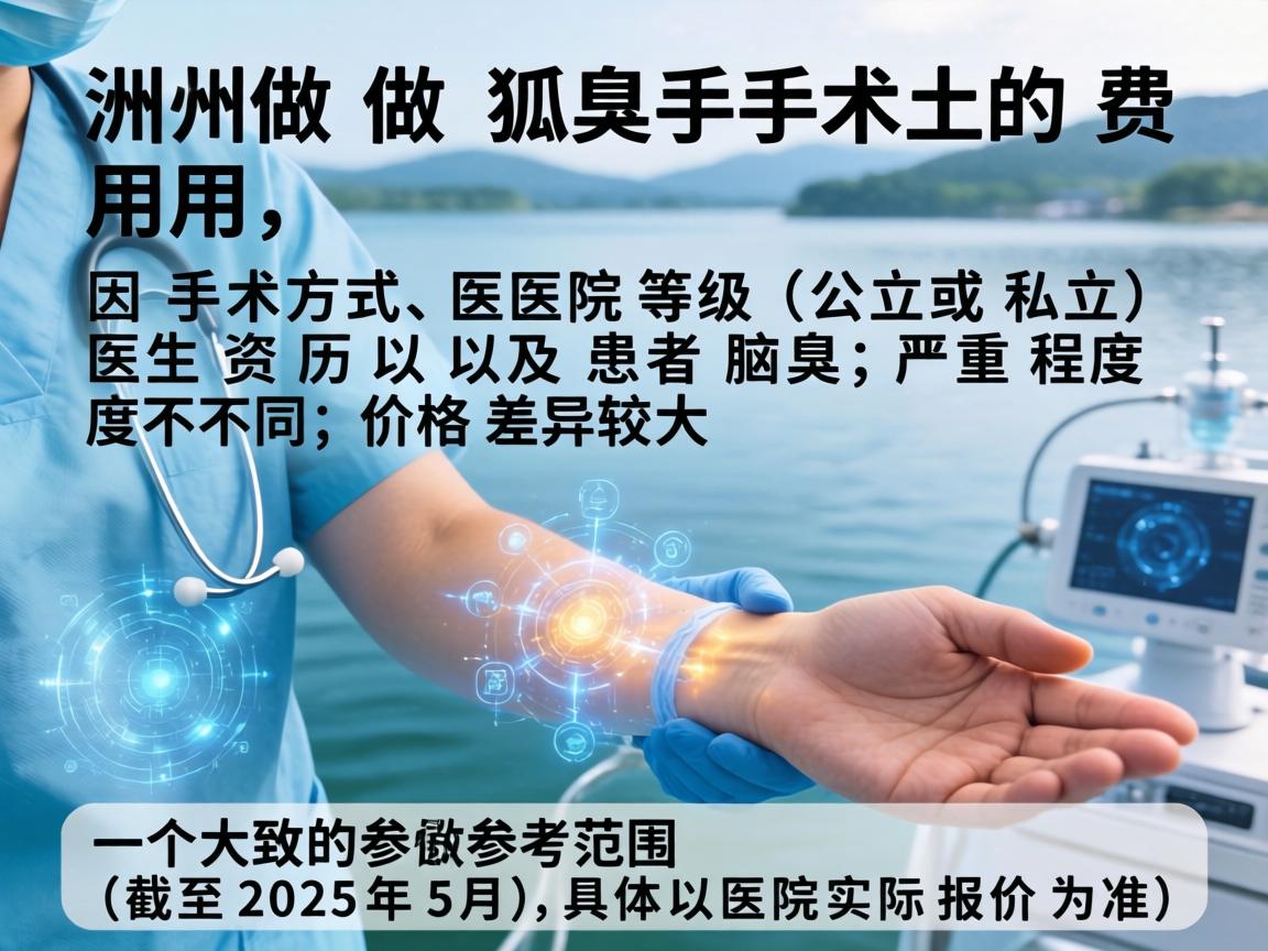 在湖州做狐臭手术的费用，因手术方式、医院等级（公立或私立）医生资历以及患者腋臭的严重程度不同，价格差异较大。以下是一个大致的参考范围（截至2025年5月，具体以医院实际报价为准）