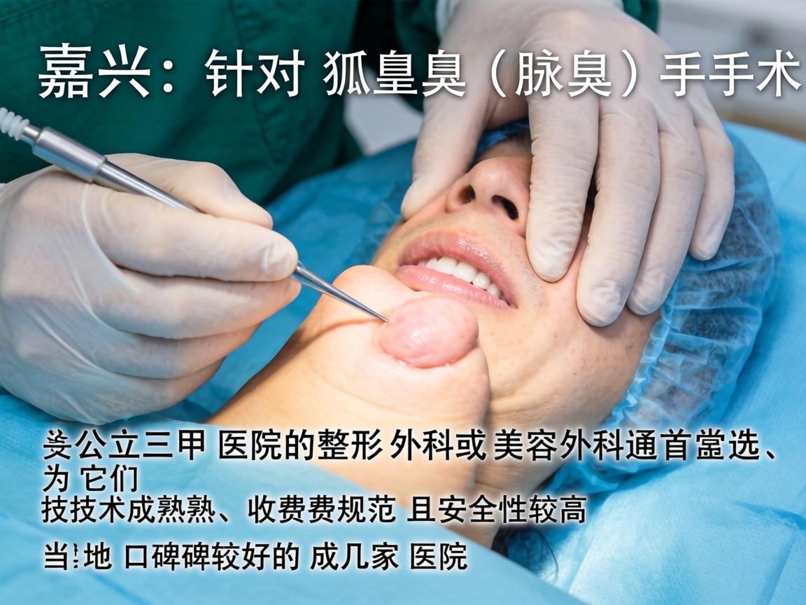在嘉兴，针对狐臭（腋臭）手术，公立三甲医院的整形外科或美容外科通常是首选，因为它们技术成熟、收费规范且安全性较高。以下是当地口碑较好的几家医院
