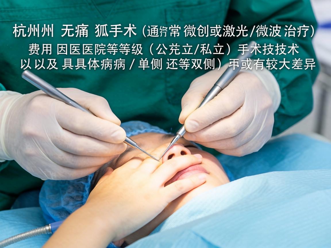 在杭州，无痛狐臭手术（通常指微创或激光/微波治疗）的费用因医院等级（公立/私立）手术技术以及具体病情（单侧还是双侧）而有较大差异