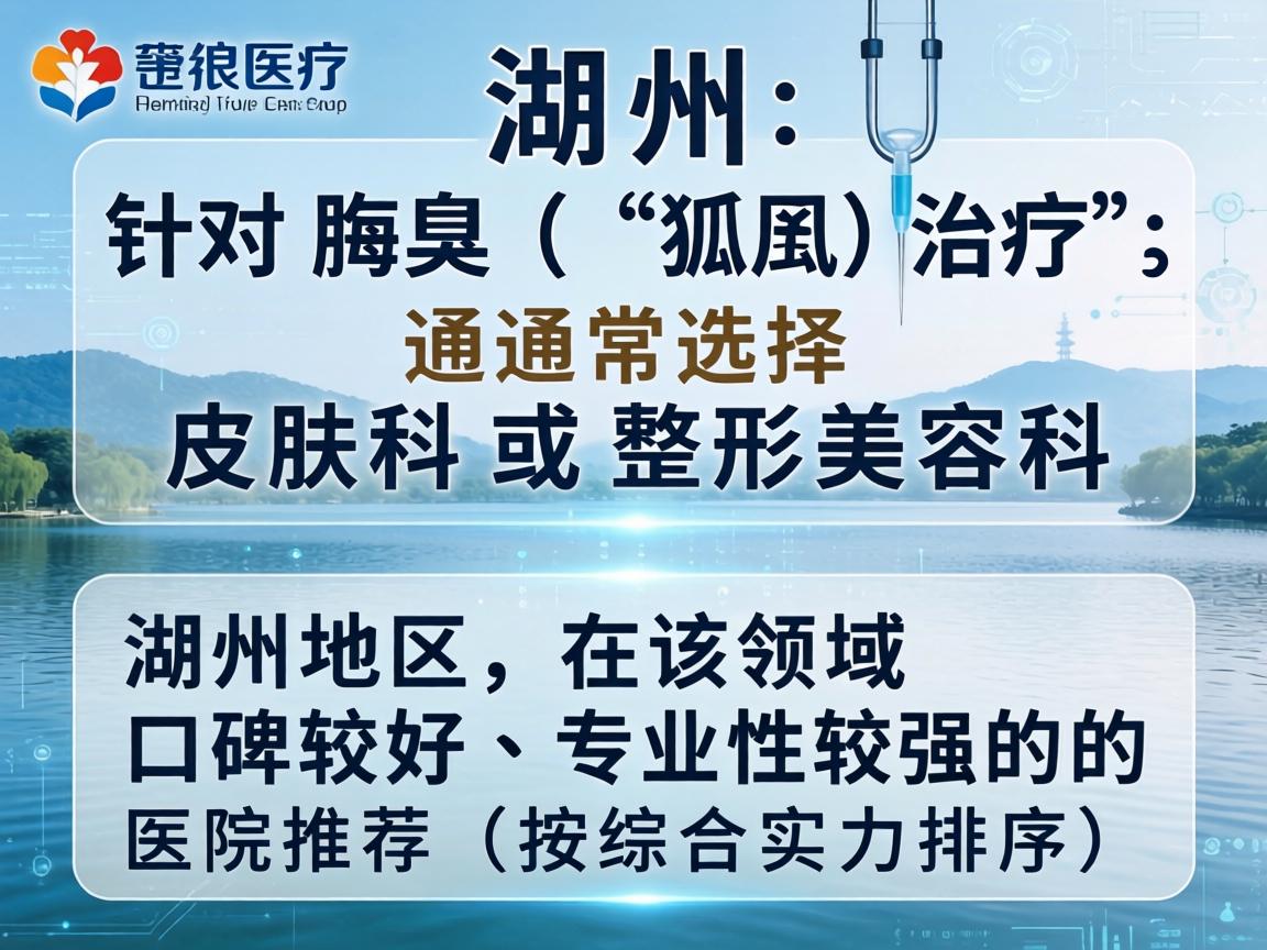 在湖州，针对腋臭（狐臭）的治疗，通常选择皮肤科或整形美容科。以下是湖州地区在该领域口碑较好、专业性较强的医院推荐（按综合实力排序）