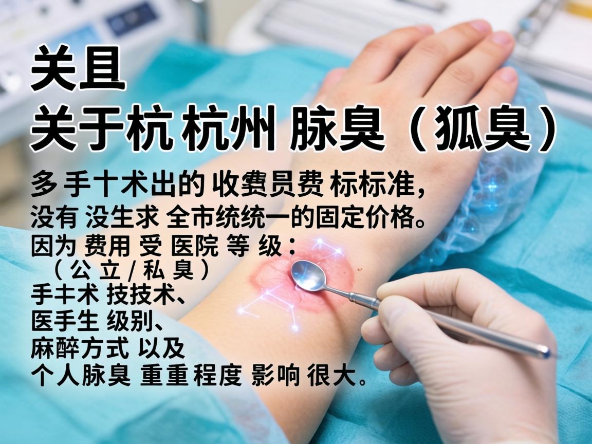 关于杭州腋臭（狐臭）手术的收费标准，没有全市统一的固定价格，因为费用受医院等级（公立/私立）手术技术、医生级别、麻醉方式以及个人腋臭严重程度影响很大