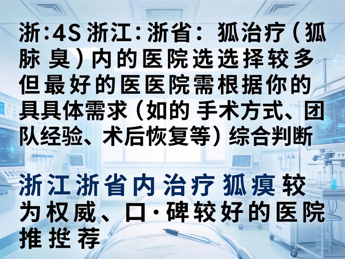 在浙江省，治疗狐臭（腋臭）的医院选择较多，但最好的医院需根据你的具体需求（如手术方式、团队经验、术后恢复等）综合判断。以下是浙江省内治疗狐臭较为权威、口碑较好的医院推荐