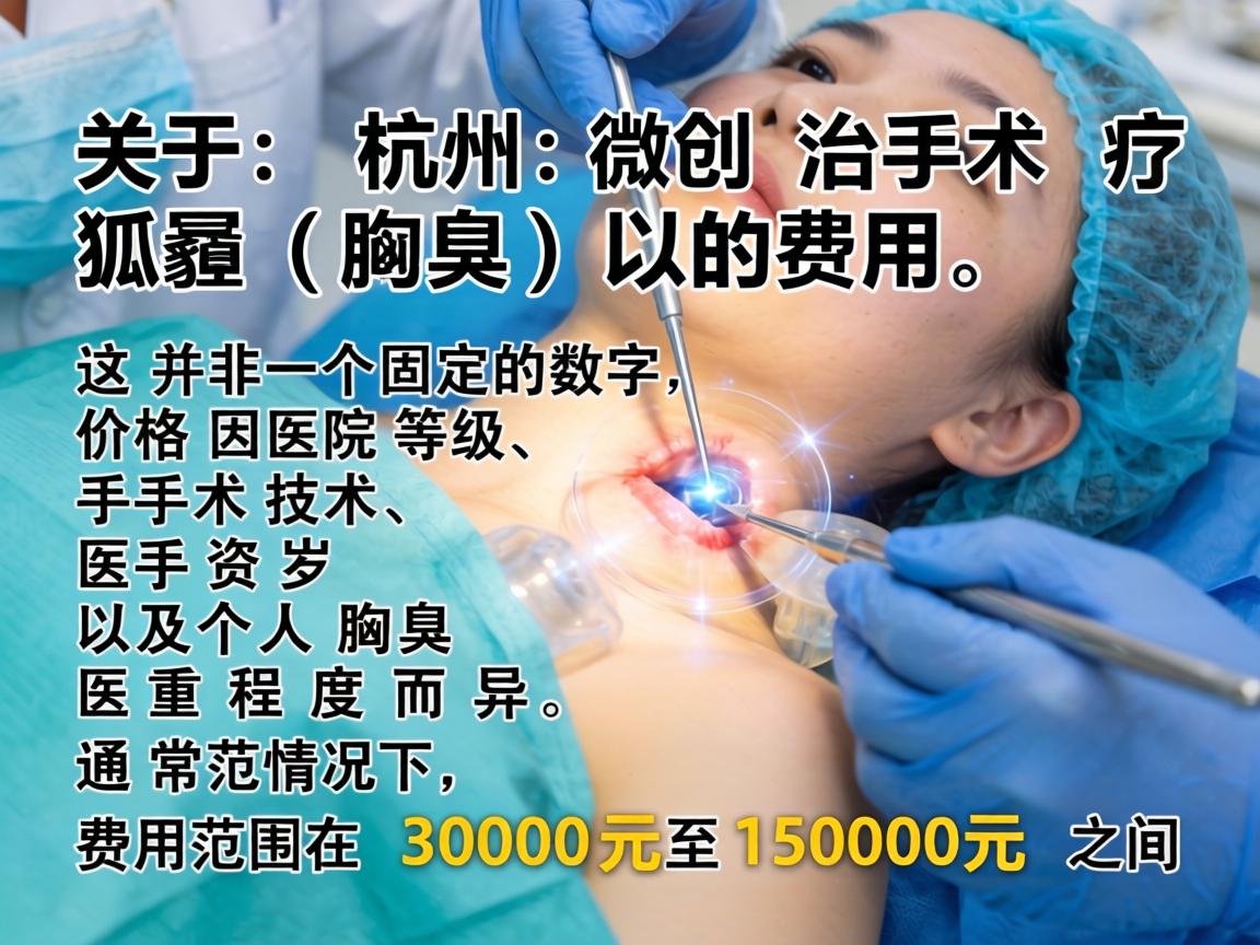 关于杭州微创手术治疗狐臭（腋臭）的费用，这并非一个固定的数字，价格因医院等级、手术技术、医生资历以及个人腋臭严重程度而异。通常情况下，费用范围在 3000元至15000元 之间