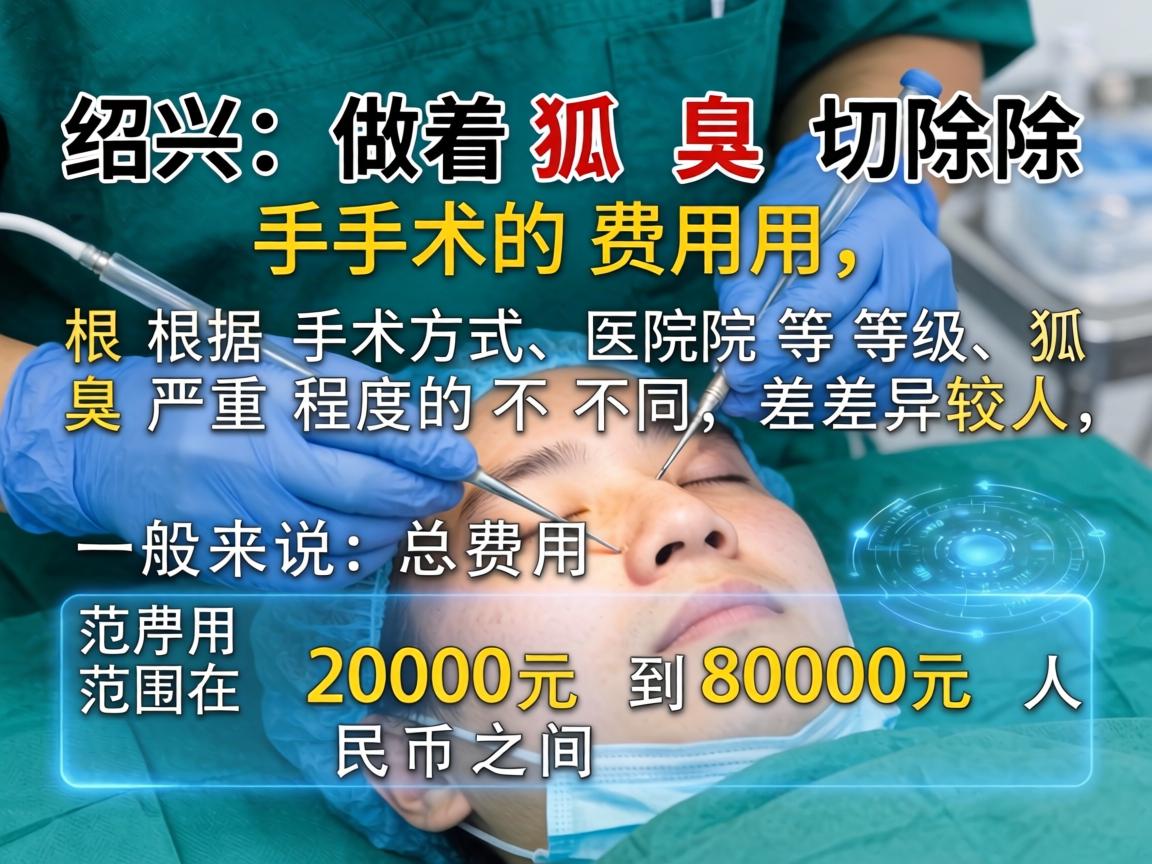 在绍兴做狐臭切除手术的费用，根据手术方式、医院等级和狐臭严重程度的不同，差异较大。一般来说，总费用范围在 2000元 到 8000元 人民币之间