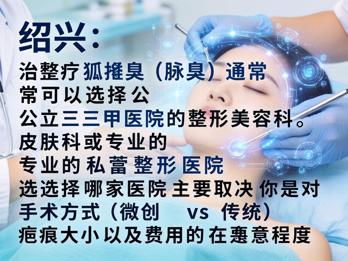 在绍兴，治疗狐臭（腋臭）通常可以选择公立三甲医院的整形美容科、皮肤科或专业的私立整形医院。选择哪家医院主要取决于你对手术方式（微创 vs 传统）疤痕大小以及费用的在意程度