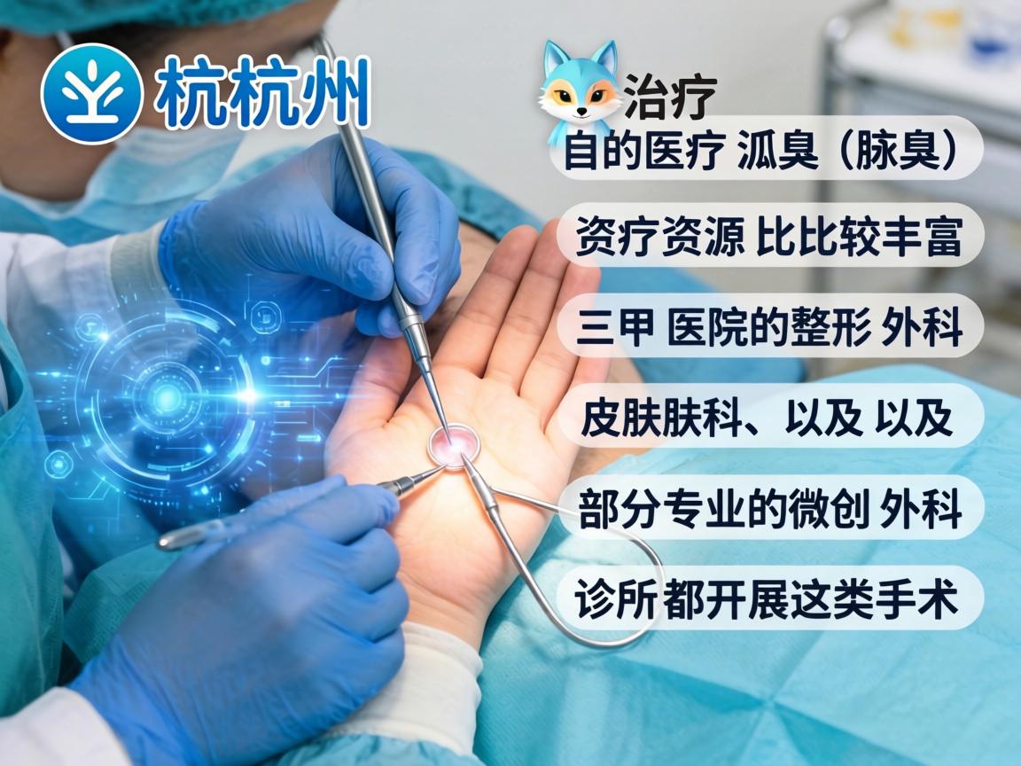 在杭州，治疗狐臭（腋臭）的医疗资源比较丰富，三甲医院的整形外科、皮肤科以及部分专业的微创外科诊所都开展这类手术