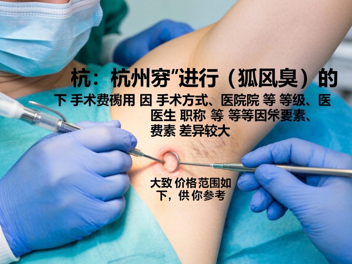 在杭州进行腋臭（狐臭）手术的费用因手术方式、医院等级、医生职称等因素差异较大。大致价格范围如下，供你参考