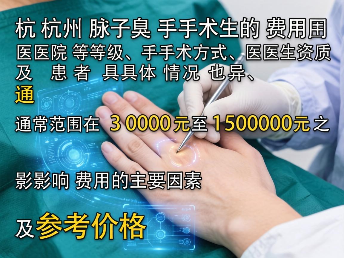 杭州腋臭手术的费用因医院等级、手术方式、医生资质及患者具体情况而异，通常范围在 3000元至15000元 之间。以下是影响费用的主要因素及参考价格