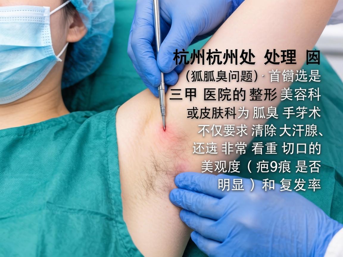 在杭州，处理腋臭（狐臭）问题，首选是三甲医院的整形美容科或皮肤科。因为腋臭手术不仅要求清除大汗腺，还非常看重切口的美观度（疤痕是否明显）和复发率