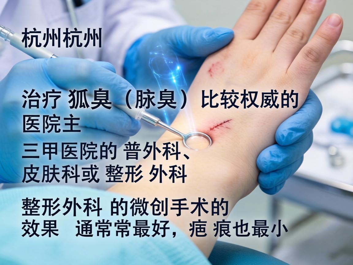 在杭州，治疗狐臭（腋臭）比较权威的医院主要是三甲医院的普外科、皮肤科或整形外科。其中，整形外科的微创手术效果通常最好，疤痕也最小