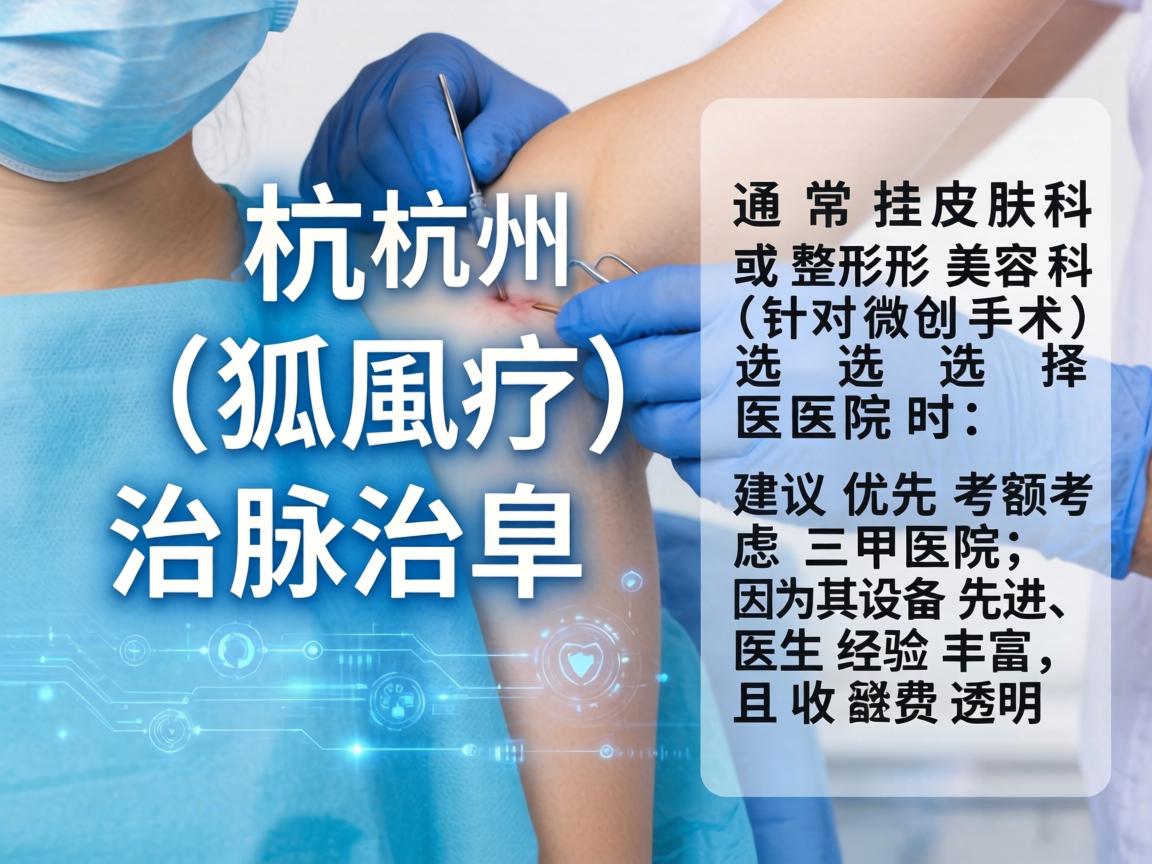 在杭州，治疗腋臭（狐臭）通常挂皮肤科或整形美容科（针对微创手术）选择医院时，建议优先考虑三甲医院，因为其设备先进、医生经验丰富，且收费透明