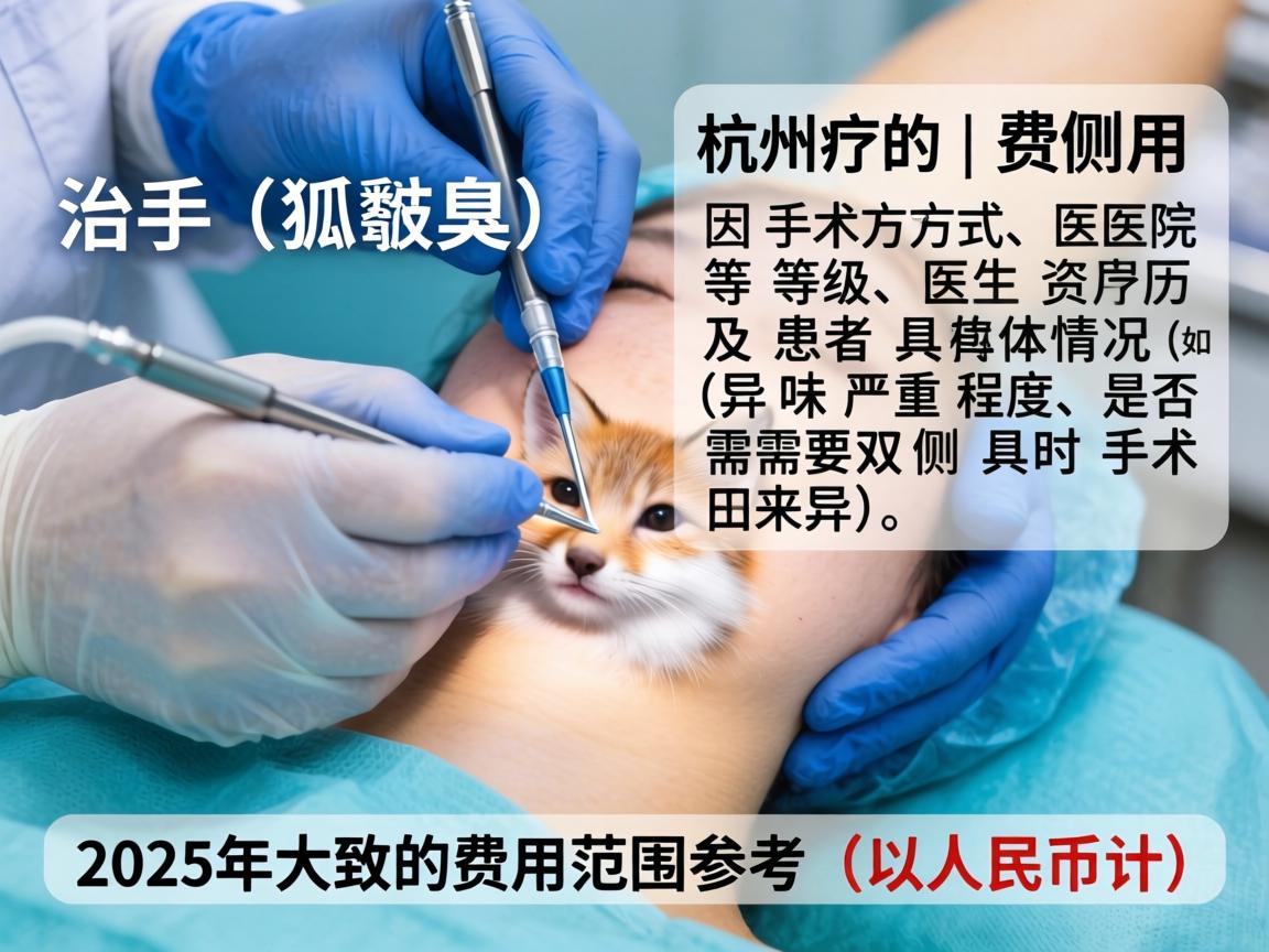 在杭州，狐臭（腋臭）手术治疗的费用因手术方式、医院等级、医生资历及患者具体情况（如异味严重程度、是否需要双侧同时手术）而异。以下是2025年大致的费用范围参考（以人民币计）
