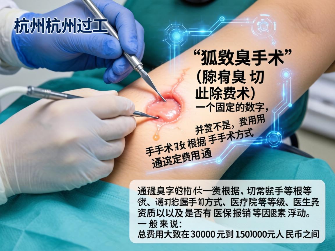 在杭州进行狐臭手术(腋臭切除术)的费用并不是一个固定的数字,通常根据手术方式、医院等级、医生资质以及是否有医保报销等因素浮动。一般来说,总费用大致在3000元到15000元人民币之间 在杭州进行狐臭手术(腋臭切除术)的费用并不是一个固定的数字,通常根据手术方式、医院等级、医生资质以及是否有医保报销等因素浮动。一般来说,总费用大致在3000元到15000元人民币之间