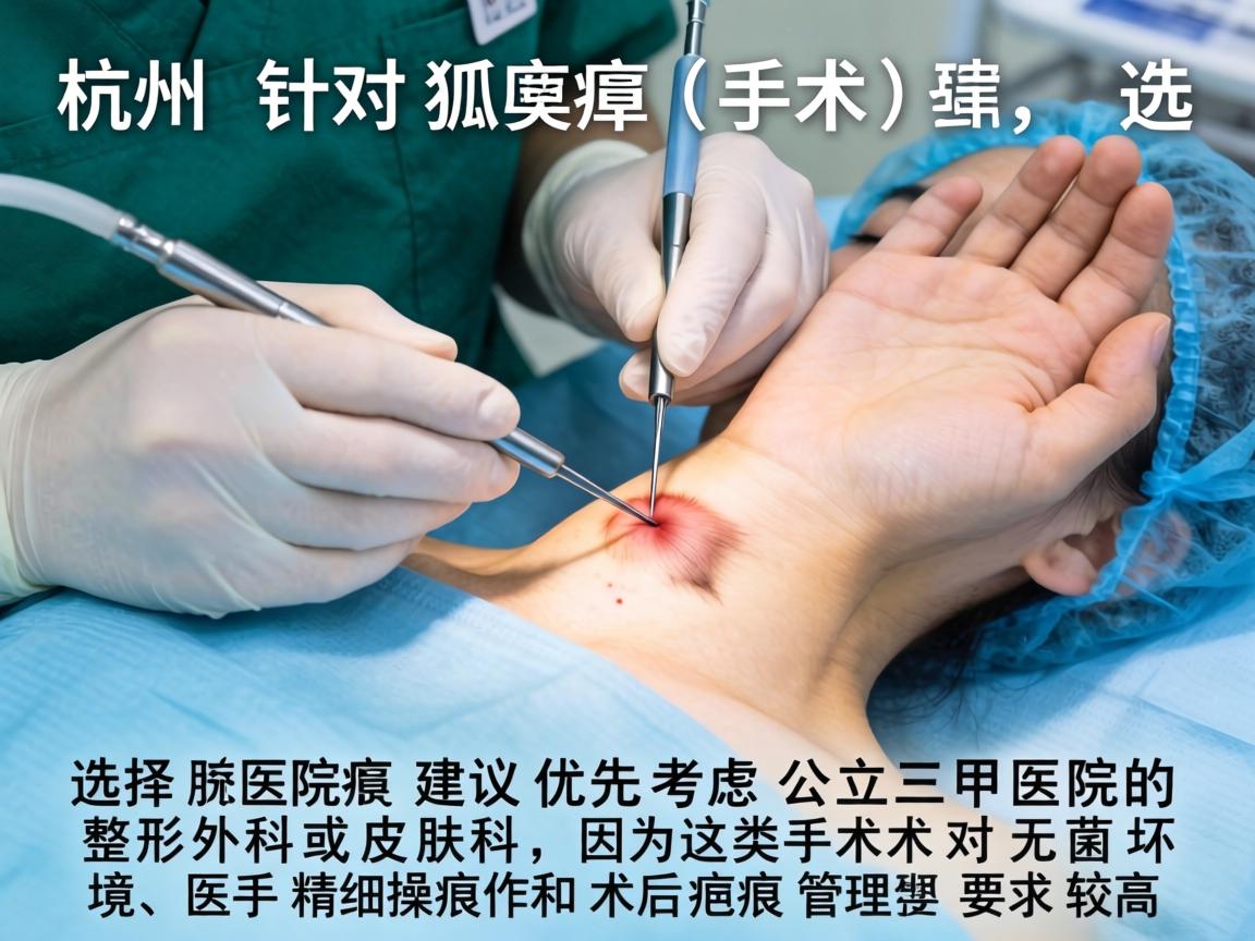 在杭州，针对狐臭（腋臭）手术，选择医院时建议优先考虑公立三甲医院的整形外科或皮肤科，因为这类手术对无菌环境、医生精细操作和术后疤痕管理要求较高