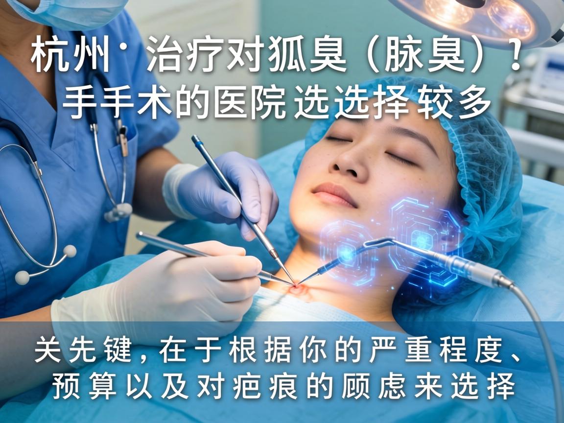 在杭州，治疗狐臭（腋臭）手术的医院选择较多，关键在于根据你的严重程度、预算以及对疤痕的顾虑来选择