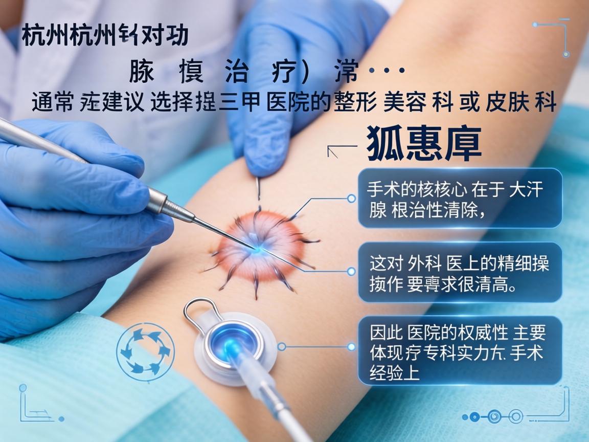 在杭州，针对狐臭（腋臭）的治疗，通常建议选择三甲医院的整形美容科或皮肤科。狐臭手术的核心在于大汗腺的根治性清除，这对外科医生的精细操作要求很高，因此医院的权威性主要体现在专科实力和手术经验上