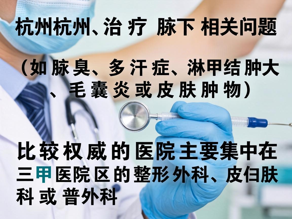 在杭州，治疗腋下相关问题（如腋臭、多汗症、淋巴结肿大、毛囊炎或皮肤肿物）比较权威的医院主要集中在三甲医院的整形外科、皮肤科或普外科
