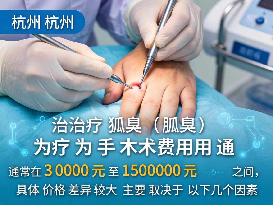 在杭州,治疗狐臭(腋臭)的手术费用通常在 3000元至15000元 之间,具体价格差异较大,主要取决于以下几个因素 在杭州,治疗狐臭(腋臭)的手术费用通常在 3000元至15000元 之间,具体价格差异较大,主要取决于以下几个因素