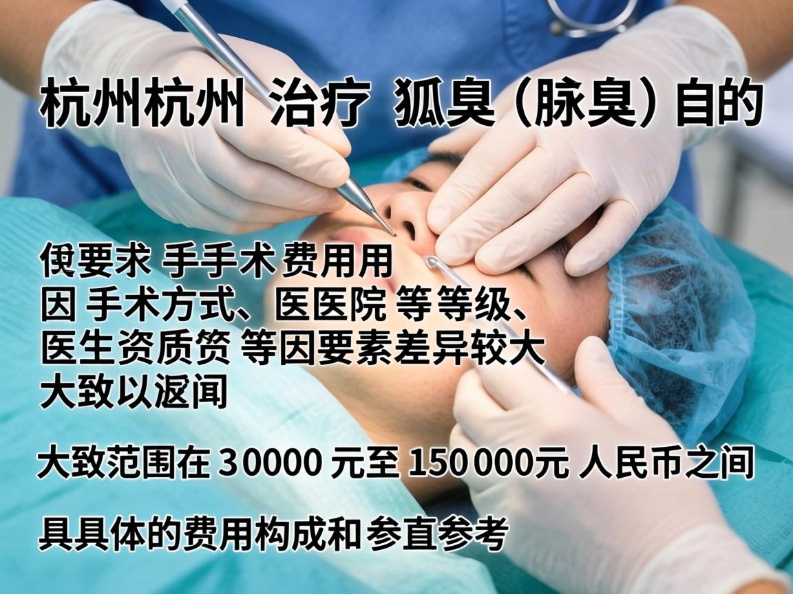 在杭州治疗狐臭（腋臭）的手术费用因手术方式、医院等级、医生资质等因素差异较大，大致范围在3000元至15000元人民币之间。以下是具体的费用构成和参考