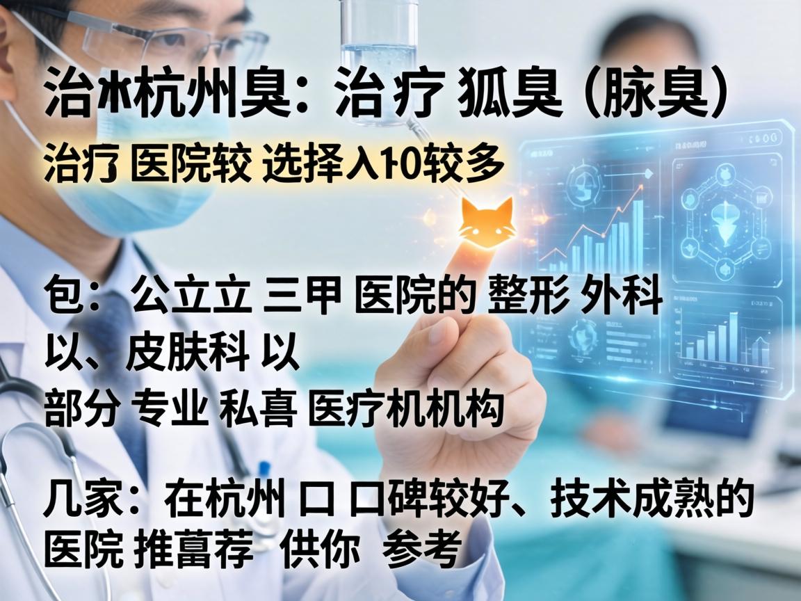 在杭州，治疗狐臭（腋臭）的医院选择较多，包括公立三甲医院的整形外科、皮肤科，以及部分专业私立医疗机构。以下是几家在杭州口碑较好、技术成熟的医院推荐，供你参考