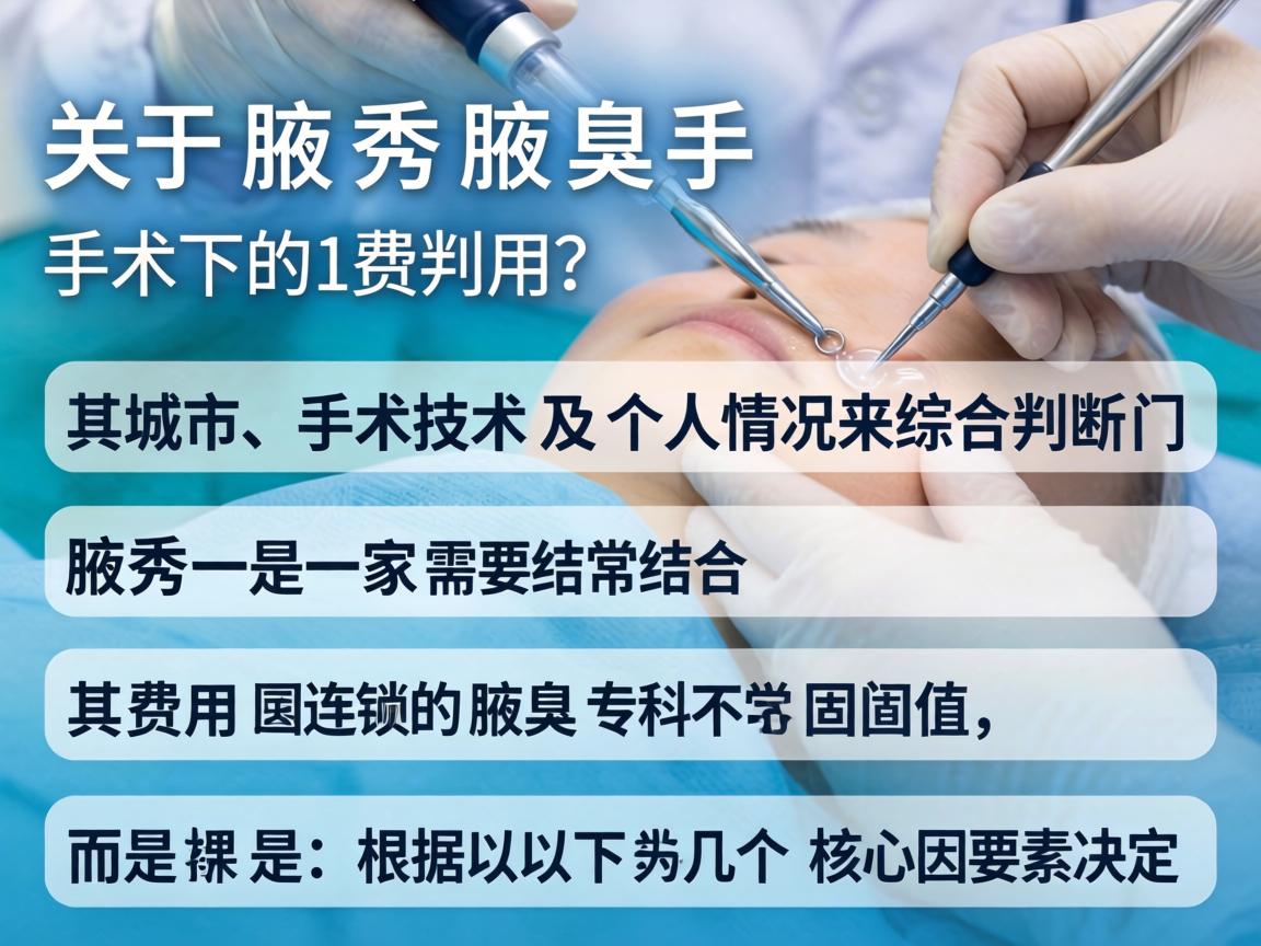 关于腋秀腋臭手术的费用，这是一个需要结合具体城市、手术技术及个人情况来综合判断的问题。腋秀是一家全国连锁的腋臭专科机构，其费用通常不是固定值，而是根据以下几个核心因素决定的