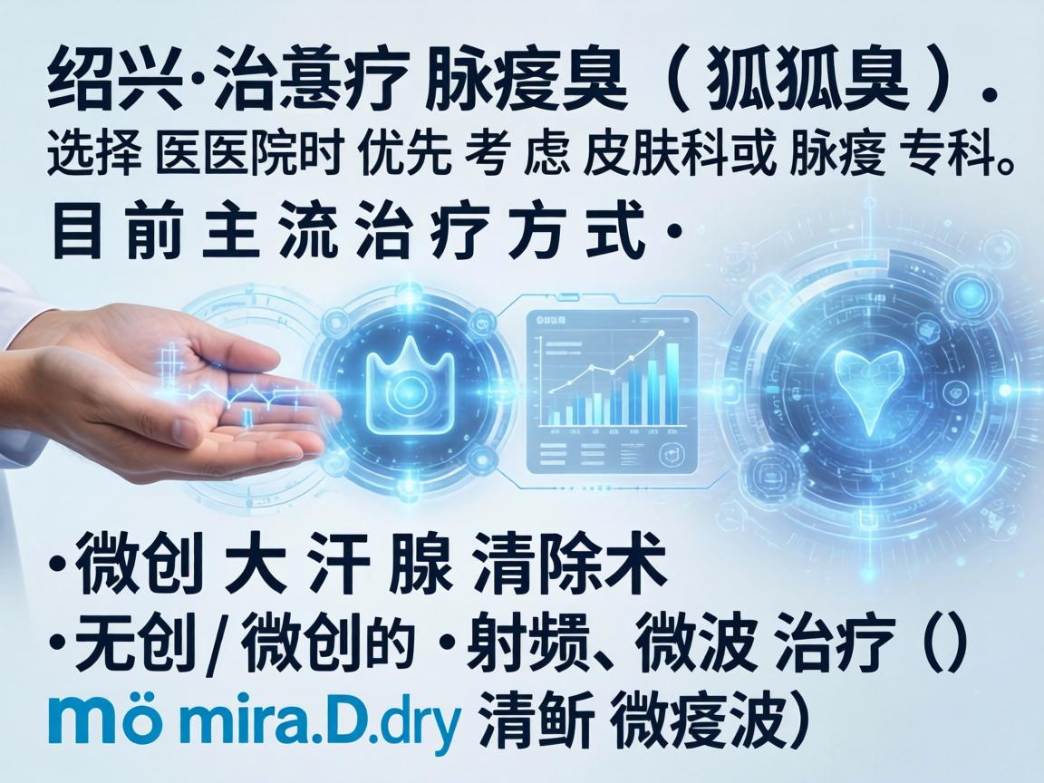 在绍兴治疗腋臭（狐臭）选择医院时优先考虑皮肤科或腋臭专科。目前主流治疗方式包括微创大汗腺清除术和无创/微创的射频、微波治疗（如miraDry清新微波）