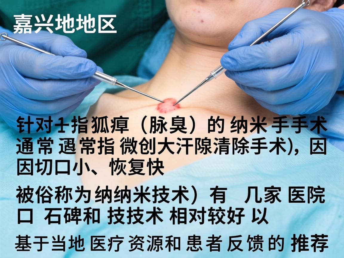 在嘉兴地区,针对狐臭(腋臭)的纳米手术(通常指微创大汗腺清除术,因切口小、恢复快被俗称为纳米技术)有几家医院口碑和技术相对较好。以下是基于当地医疗资源和患者反馈的推荐 在嘉兴地区,针对狐臭(腋臭)的纳米手术(通常指微创大汗腺清除术,因切口小、恢复快被俗称为纳米技术)有几家医院口碑和技术相对较好。以下是基于当地医疗资源和患者反馈的推荐