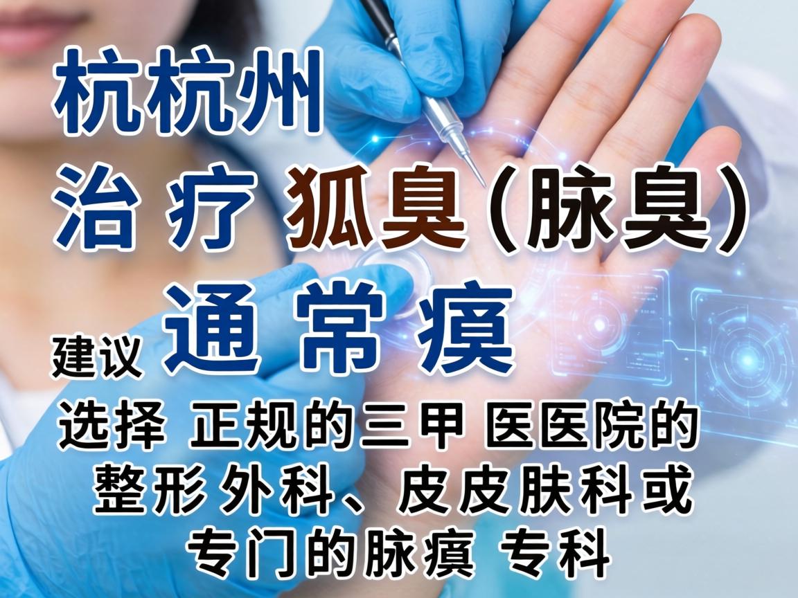 在杭州，治疗狐臭（腋臭）通常建议选择正规的三甲医院的整形外科、皮肤科或专门的腋臭专科