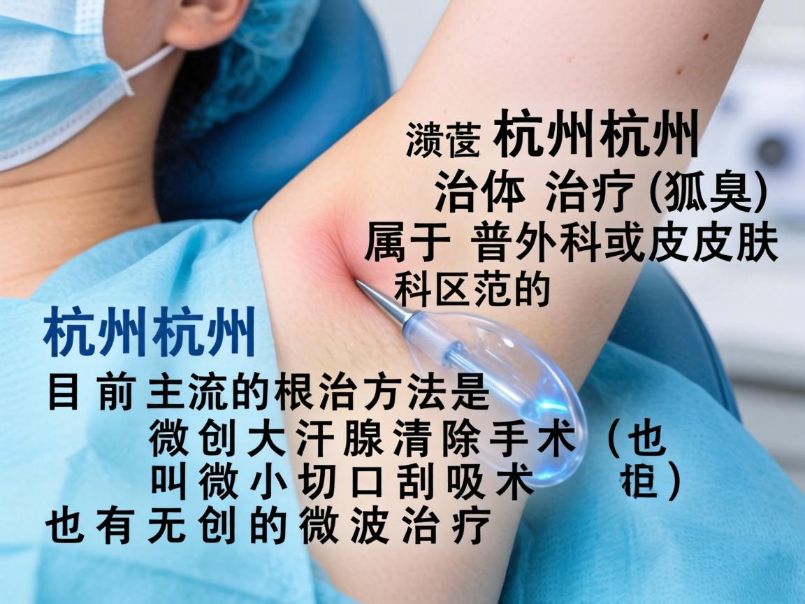 在杭州，治疗腋臭（狐臭）属于普外科或皮肤科的范畴。目前主流的根治方法是微创大汗腺清除术（也叫微小切口刮吸术）也有无创的微波治疗
