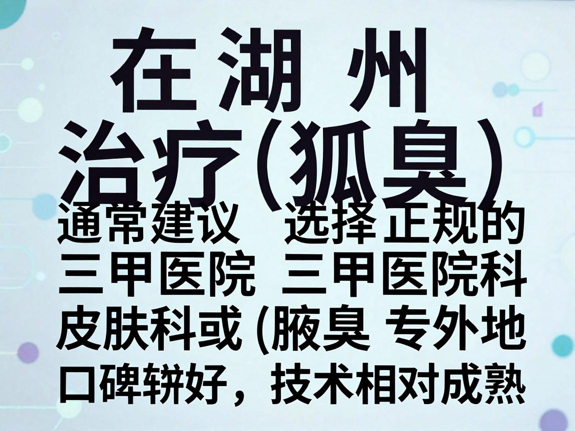 在湖州，治疗狐臭（腋臭）通常建议选择正规的三甲医院皮肤科或普外科（腋臭专科）以下几家医院在本地口碑较好，技术相对成熟
