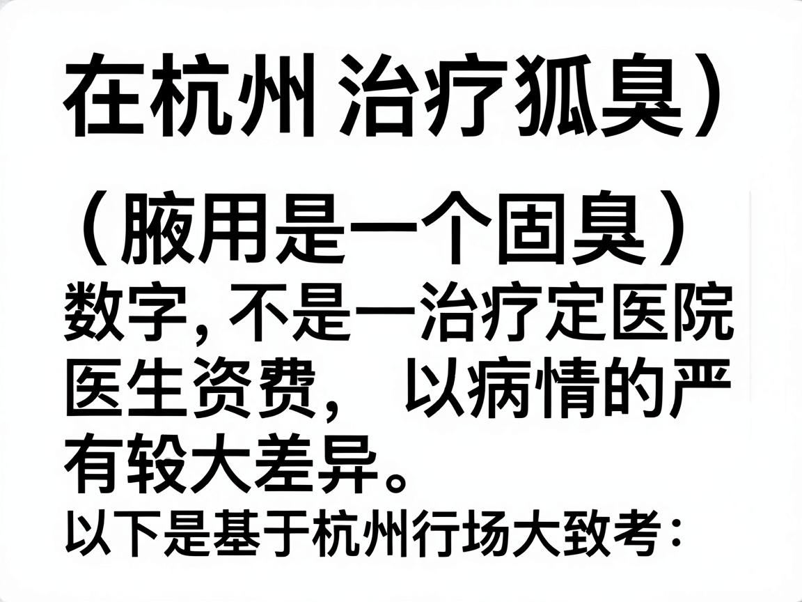 在杭州治疗狐臭（腋臭）的费用不是一个固定的数字，会根据治疗方式、医院等级、医生资质以及病情的严重程度有较大差异。以下是基于杭州市场行情的大致参考范围