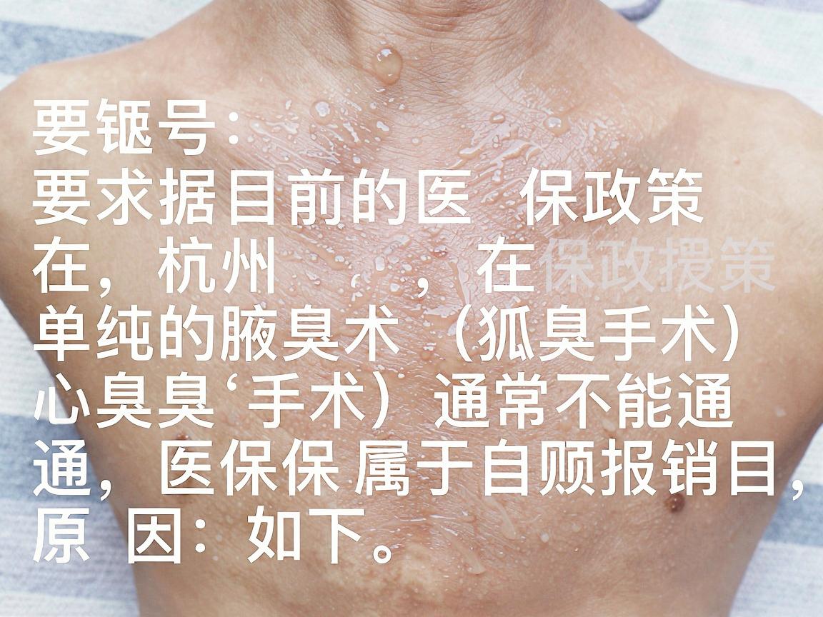 根据目前的医保政策，在杭州，单纯的腋臭手术（狐臭手术）通常不能通过医保报销，属于自费项目。原因如下