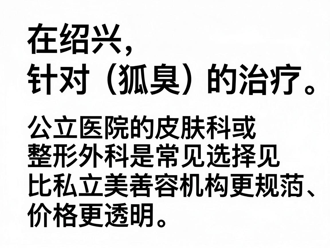 在绍兴，针对腋臭（狐臭）的治疗，公立医院的皮肤科或整形外科是常见选择，通常比私立美容机构更规范、价格更透明。以下是具体推荐和费用参考