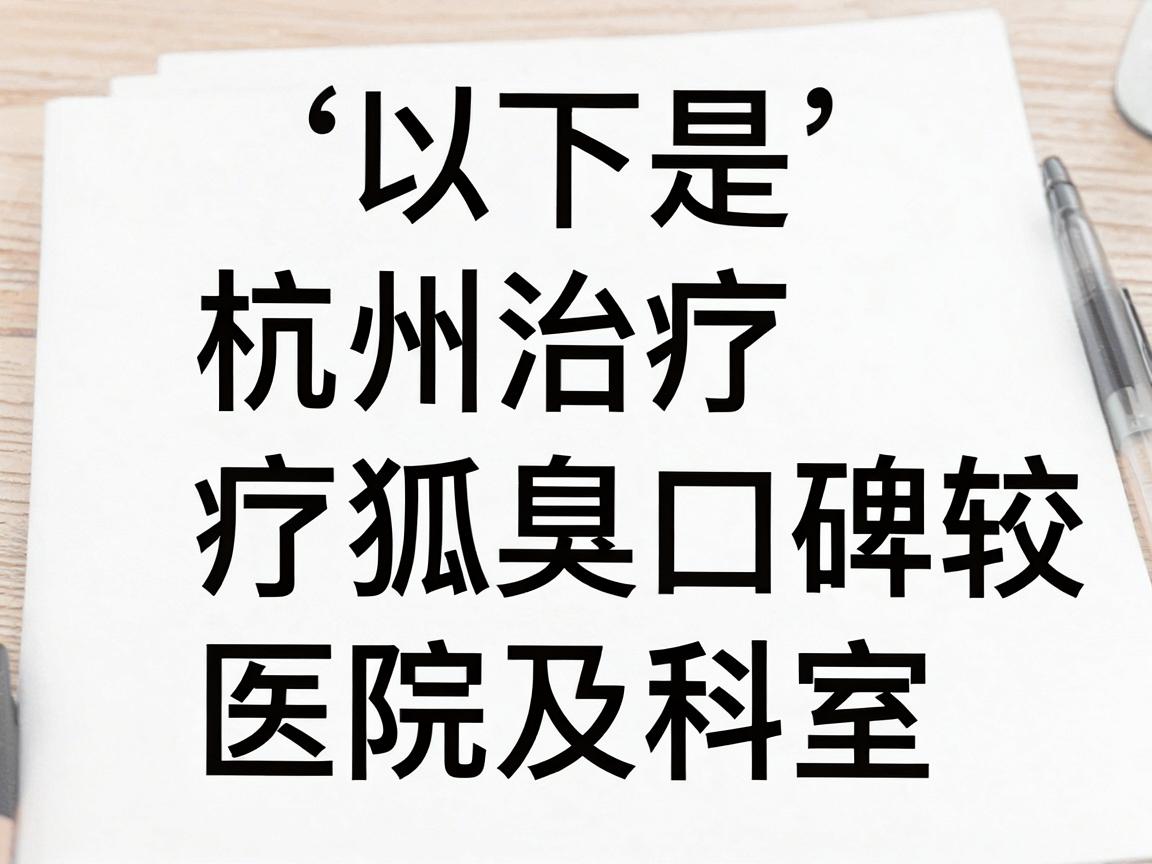 以下是杭州治疗狐臭口碑较好的医院及科室推荐