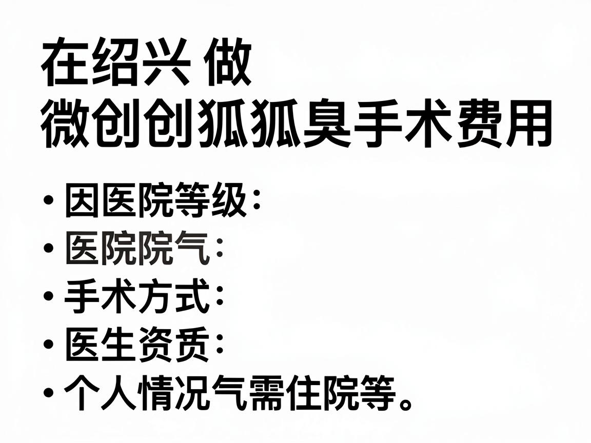 在绍兴做微创狐臭手术的费用因医院等级、手术方式、医生资质及个人情况（如气味严重程度、是否需住院等）而有所不同。以下是综合参考信息