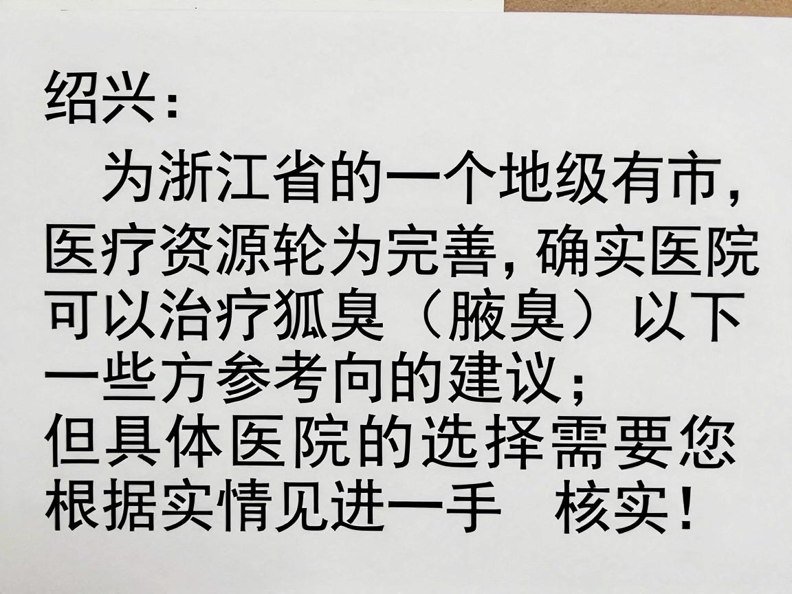 绍兴作为浙江省的一个地级市，医疗资源较为完善，确实有医院可以治疗狐臭（腋臭）以下是一些参考方向的建议，但具体医院的选择需要您根据实际情况进一步核实