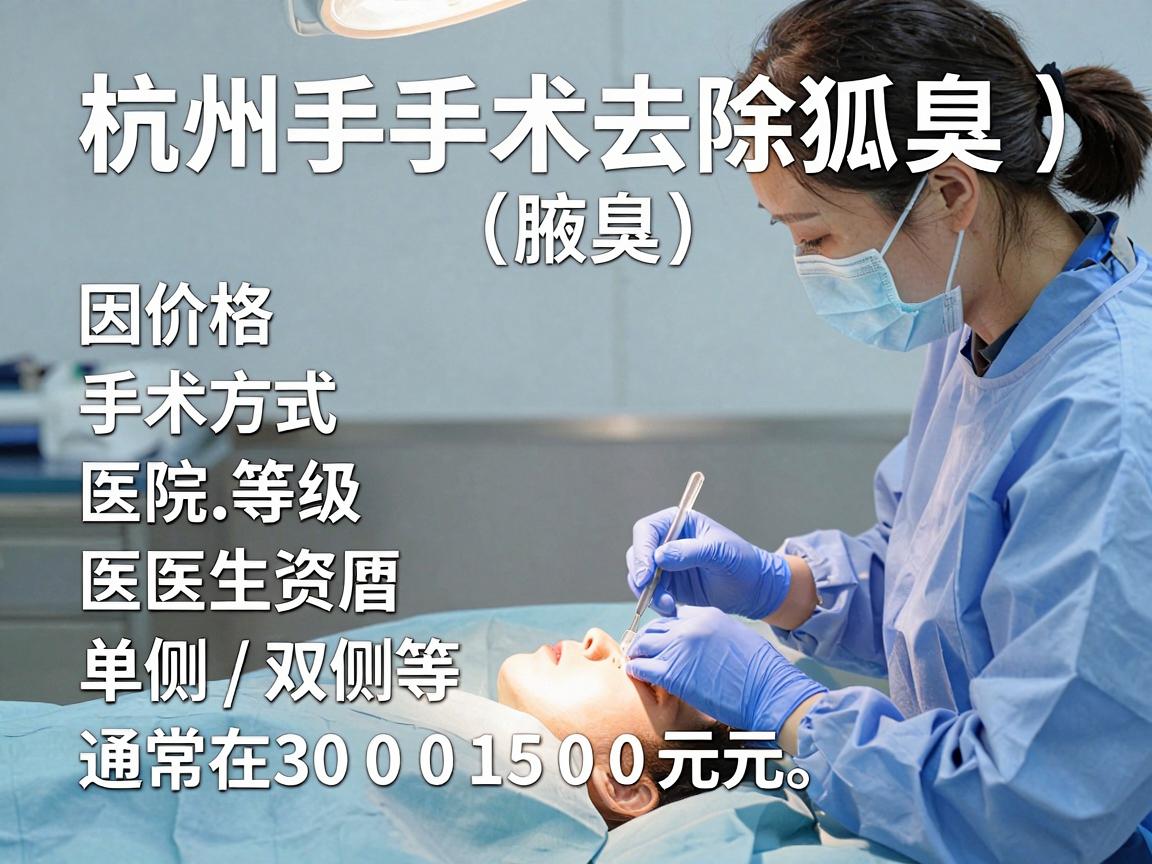 杭州手术去除狐臭（腋臭）的价格因手术方式、医院等级、医生资历、单侧/双侧等因素差异较大，通常在 3000元至15000元 之间。以下是具体参考范围