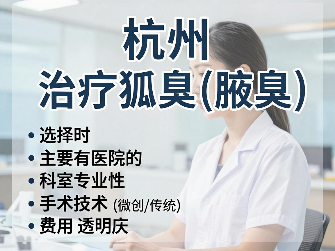 在杭州，治疗狐臭（腋臭）的医院选择较多，但没有绝对最好的医院，适合自己的才是最好的。选择时主要看医院的科室专业性、手术技术（微创/传统）以及费用透明度