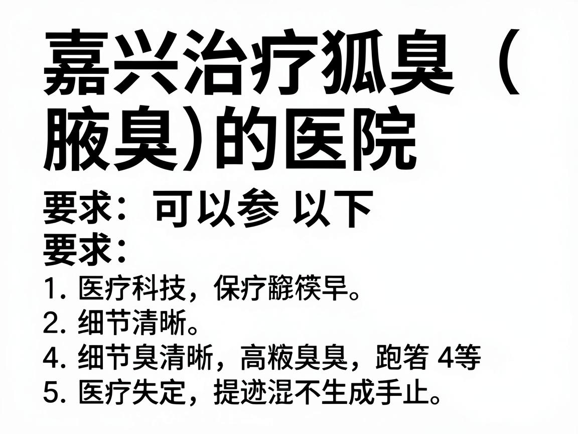 嘉兴治疗狐臭（腋臭）的医院选择，可以参考以下几点