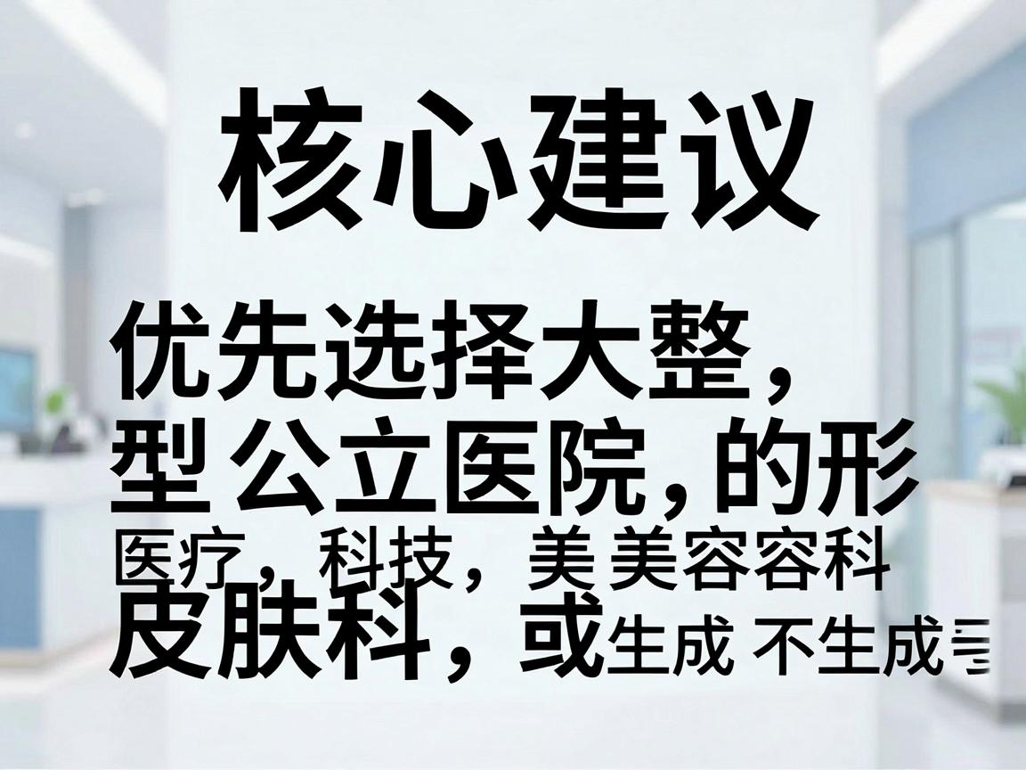 核心建议，优先选择大型公立医院的整形美容科或皮肤科