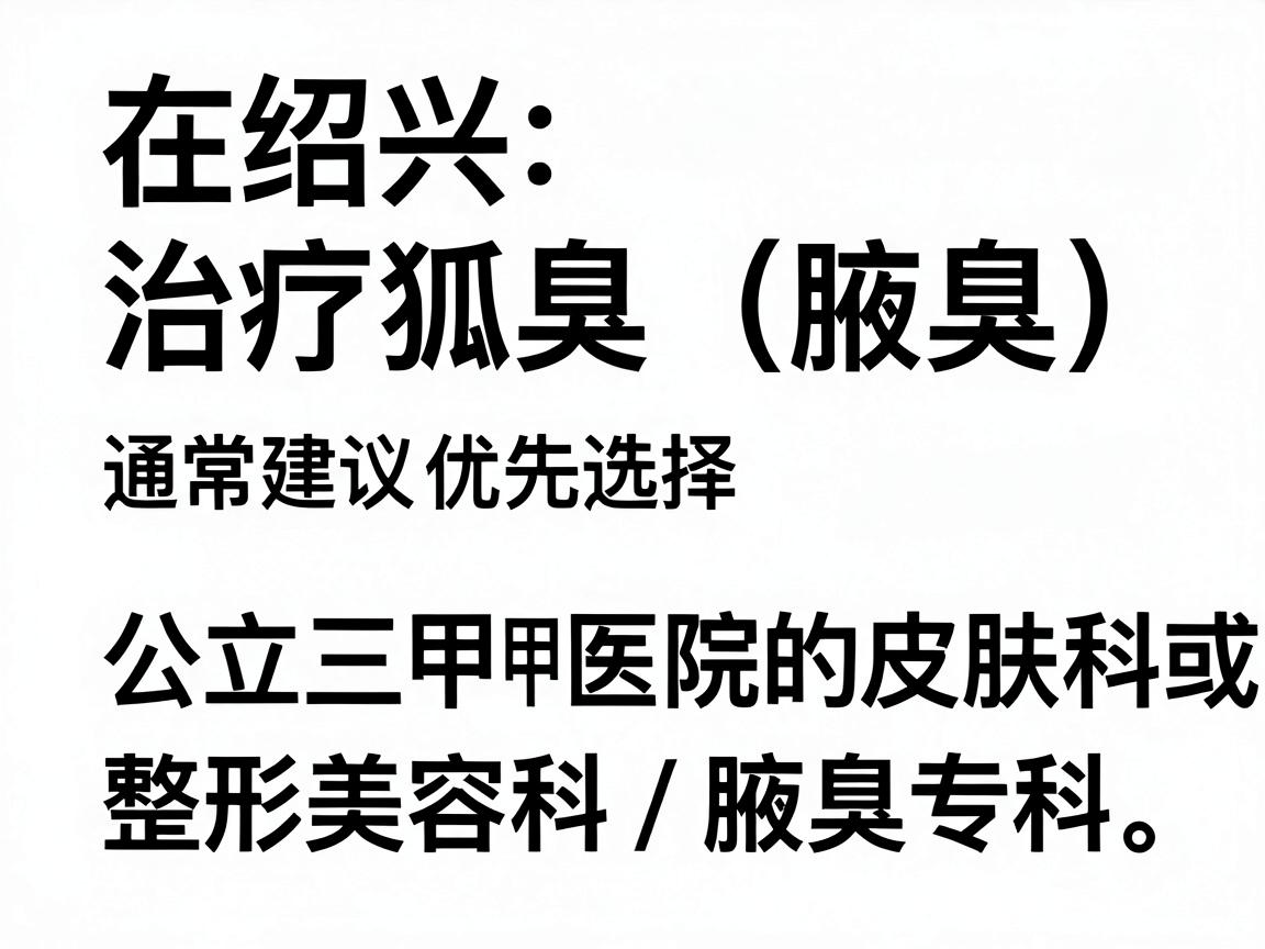 在绍兴，治疗狐臭（腋臭）通常建议优先选择公立三甲医院的皮肤科或整形美容科/腋臭专科。以下是几家在当地口碑较好、医疗水平较正规的医院及科室推荐