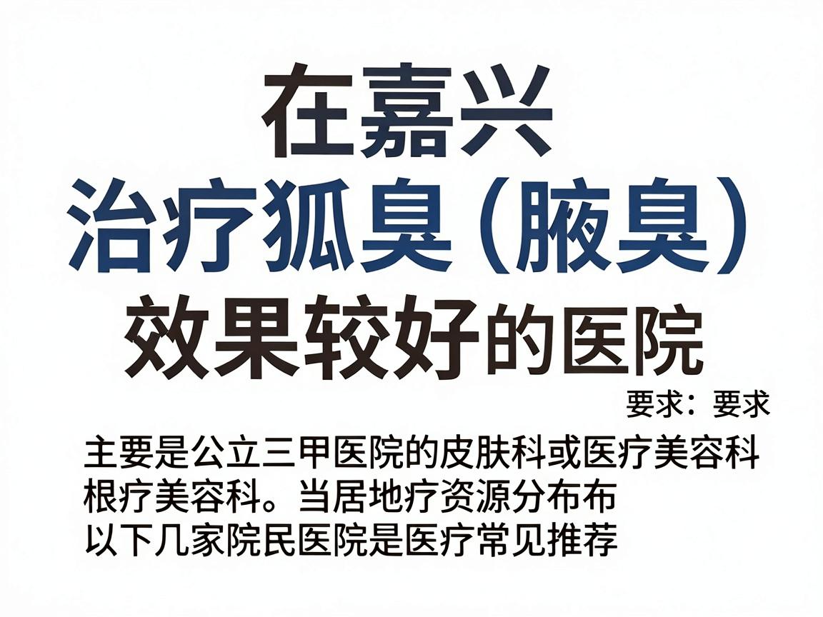 在嘉兴，治疗狐臭（腋臭）效果较好的医院主要是公立三甲医院的皮肤科或医疗美容科。根据当地居民的反馈和医疗资源分布，以下几家医院是常见推荐