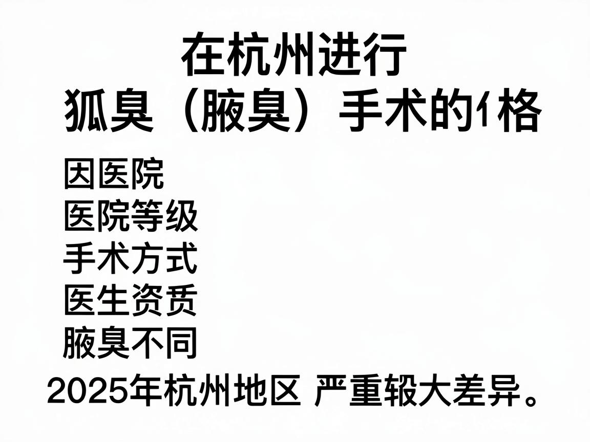 在杭州进行狐臭（腋臭）手术的价格因医院等级、手术方式、医生资质及个人腋臭严重程度不同而有较大差异。以下是2025年杭州地区主要医疗机构的大致价格范围供参考