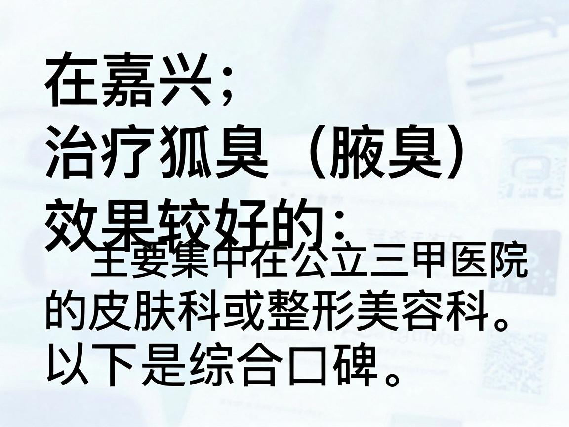 在嘉兴，治疗狐臭（腋臭）效果较好的医院主要集中在公立三甲医院的皮肤科或整形美容科。以下是综合口碑和医疗水平后的推荐